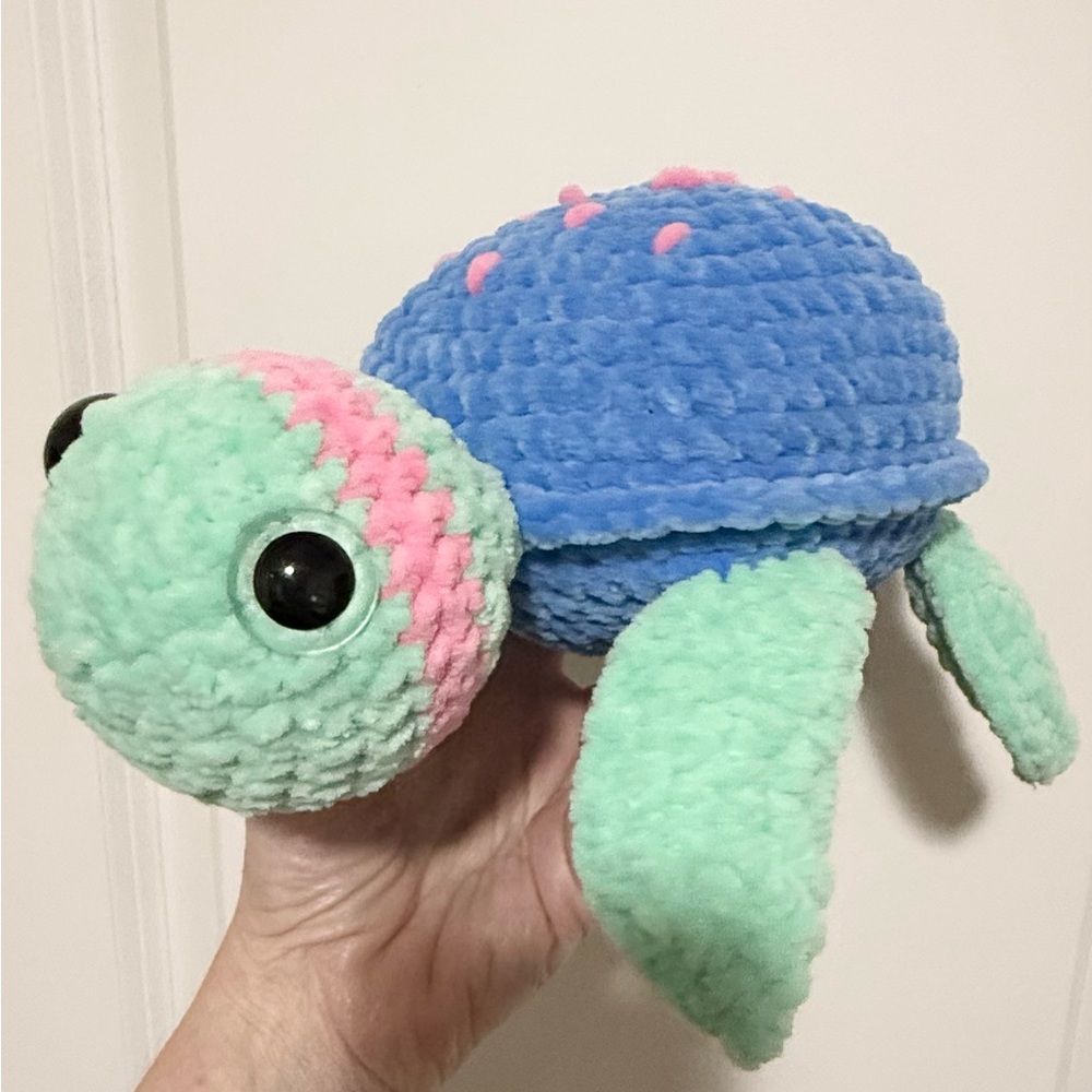 Meet Pastel  Handmade Crochet Turtle, Amigurumi Stuffed turtle,